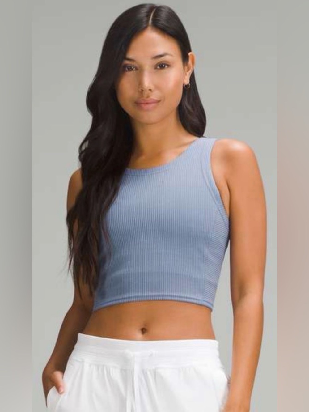 Lululemon Ribbed Softstreme Cropped Tank Top Oasis Blue 6